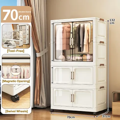 JOVNO Foldable Wardrobe Foldable Storage Cabinet Wardrobe Cabinet for Clothes Storage Organizer