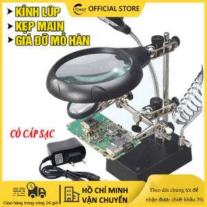 🔥FREESHIP🔥 Kính lúp kẹp soi hàn mạch điện tử có đèn 2 Led và gác mỏ hàn