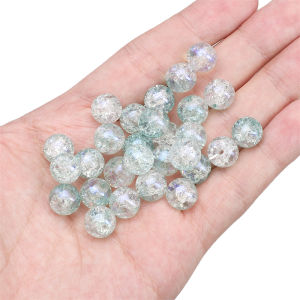 20pcs 10mm Cracked Crystal Glass Beads Round Loose Spacer Beads for Bracelet Necklace Earring Keychain DIY Jewelry Making Accessories