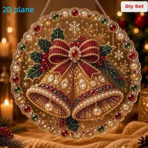 COUPLECOL Người tuyết Bộ dụng cụ vẽ tranh kim cương chủ đề Giáng sinh Tròn Acrylic phẳng 2D Vật bắt nắng đính hạt hình ông già Noel Làm thủ công Cây Chim  dây chuyền tranh kim cương tự làm Giáng sinh