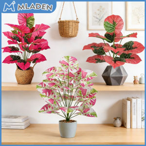 MLADEN Artificial Flower Red/Pink/Green Leaf Fake Plants Simulated Bonsai Potted Wedding Home Decoration