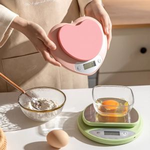 5kg-1g Heart-shaped Kitchen Scale Pink Food Balance Measuring Weight In Grams Portable Electronic Scales Baking Tools