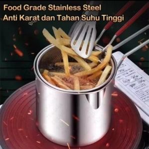 Panci Deep Fryer 2in1 /  Mini Deep Fryer 2in1 Stainless Steel Tebal Anti Karat Premium IFN