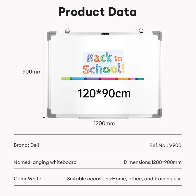 Deli Whiteboard 120 x 90cm Colorful Panel, Stainless Steel Hook, 9 Story Structure, Aluminum Frame for Longer Shelf Life EV900