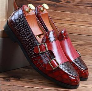 EsHi Mens Genuine Leather Shoes Crocodile pattern Business Dress shoes Luxury designer  Mens Leather Oxford Shoes