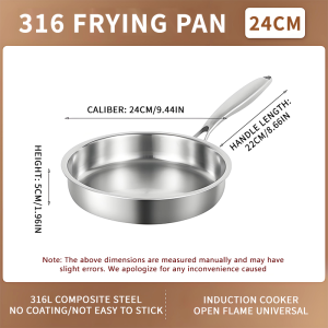 316 uncoated household non stick pan food grade thickened induction cooker  steak frying pan