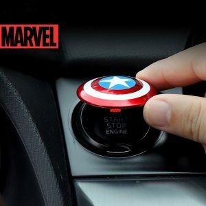 DVFDA Car Accessories Auto Interior Decoration Switch Decorative Start Button Decorative Ignition Device Engine Start Cover Car Start Decorative Circle Start Stop Button Protective Marvel Captain America
