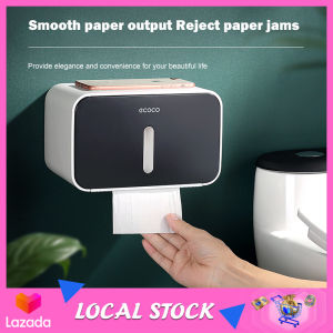 ECOCO Toilet Paper Holder Wall Mounted Paper Roll Holder Waterproof Bathroom Storage Shelf Tissue Box with Visible Window