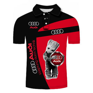 SUSSI Summer New Tops Personality Audi Car Logo T-shirt 3D Printing Casual Short-sleeved Mens and Womens Polo Shirts