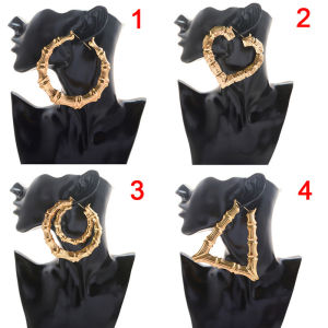 [fenggongshuode] Large Bamboo Earrings Hip-Hop Earrings Ladies Hoop Hoops Ear Circle