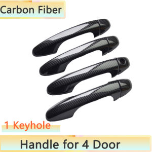 สำหรับ Toyota Hilux Revo Rocco AN130 AN120 AN110 2016 ~ 2023อุปกรณ์เสริมสติกเกอร์ฝาครอบมือจับประตูรถคาร์บอนไฟเบอร์2018 2019 2022