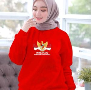 Sale Spasial Sweater Pria Wanita Dirgahayu Indonesia Kaos 17 Agustus Hut RI Sweter Garuda Pancasila