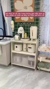 Kệ đựng đồ 3 tầng hình gấu khung inox có bánh xe và tay cầm Phukienprocare