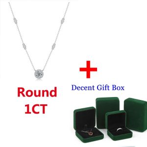 DJMAX Women Moissanite Diamond Necklace 1CT Round Original 925 Sterling Silver Moissanite Pendant Jewelry for Women