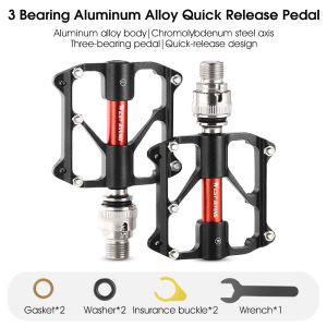 WEST BIKING Bicycle Quick Release Pedals With Safety Lock Ring CNC Aluminum Alloy 3 Bearings Pedals For Folding Bike Road Bike