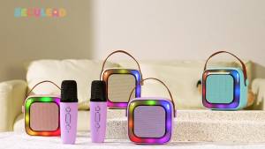 Karaoke Machine for Kids Teen Adults Kids Karaoke Machine with 2 Wireless Microphones and LED Lights Toys for Party Home Gifts for 4 5 6 7 8 9 10 11 12+ Years Girls Boys(Purple)