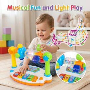 Baby piano keyboard drum musical toy lights projection rattle matibay sulit for toddlers
