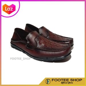 SEPATU KULIT 100% / KERJA / KANTOR PRIA / SANTAI / PANTOFEL / CASUAL - COKELAT HITAM ATT-SLO.005