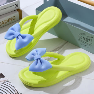 Bowknot Flip-Flops Eva Slippers WomenS Slippers Thick-Soled Non-Slip Fashionable For Outdoor And Home Use