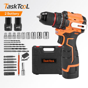 TASKTOOL 16.8V Cordless Drill 80NM Brushless Electric Screwdriver Tool Box Set 25Gear Torque With Hammer Impact Plate
