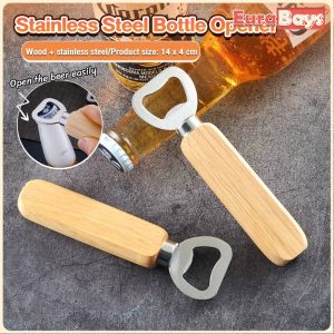 E.B. Wooden Bottle Opener Stainless Steel Can Opener Household Kitchen Bar Tools for Wedding Party Home