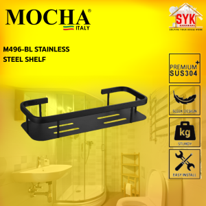SYK Mocha M496-BL Single Layer Shelf Stainless Steel Bathroom Wall Mounted Shampoo Rack Rak Bilik Tandas