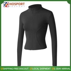 【HOSPORT】Women Zip-Up Running Jacket Quick-Drying Sun Protection Sport Coat Long Sleeve Activewear for Camping Hiking Running