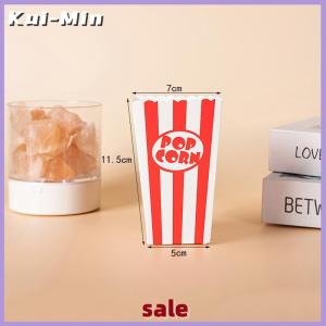 Kui-Min 12Pcs Striped Popcorn Paper Boxes Buckets Red White Stripes Bags Snack Containers For Baby Shower Birthdays Party Supplies