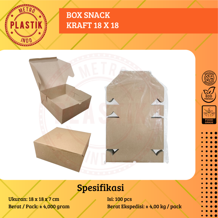 Box Kraft 18x18 isi 100 Lembar / Kotak Nasi / Dus Kemasan Makanan 18 x ...