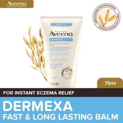 Aveeno Dermexa Fast and Long-Lasting Balm 75ml - Eczema Cream Lotion for Sensitive Skin Atopic Dermatitis