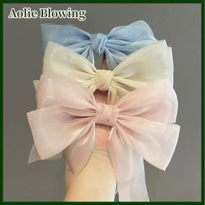 Aolie New Black White Yarn Bow Hair Clip For Women Girls Spring Clip Back Head Hairpin Fashion Hair Accessories