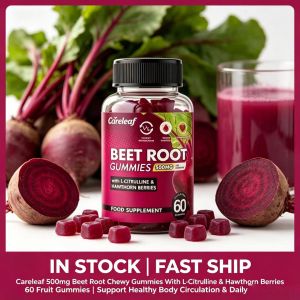 Careleaf Beet Root Gummies | 500mg Extract | L-Citrulline & Hawthorn | Boost Circulation & Vitality