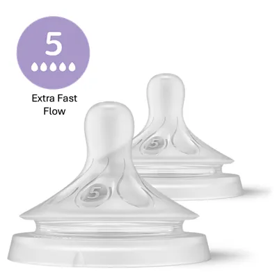 [LazChoice]Philips Avent Natural Teats 2pcs First 0m / Newborn 0m+ / Slow 1m+ / Medium 3m+ / Fast 6m+ / Extra Fast 9m+ / Variable 3m+ / Thick Feed Y-cut 6m+ baby teat