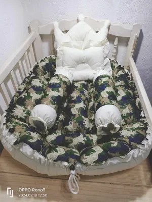 FREE Embroid! 100% Pure Cotton Mall Quality Baby Nest Crib Nest Crown Set (Neutral Print)