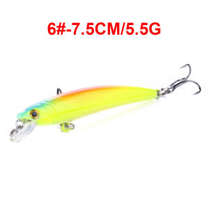 BMWA เหยื่อตกปลาจำลอง 3D 6 สี 5.5 กรัม 7.5 ซม. 1 ชิ้น พร้อมตะขอ 2 ชิ้น