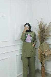 SETELAN JUMBO FLOWERS SET CRINKLE APK SABLON BAJU + CELANA M L XL XXL Oneset Crinkle Jumbo REALPICT