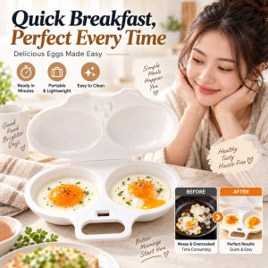 Bestseller Microwave Egg Steamer Box/Heat Resistant Egg Cooker/Double Compartment/2 Egg Capacity/For Home Office Breakfast【Easy Clean Lid】
