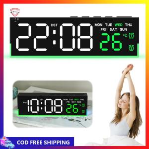 LED Alarm Clock with Atmosphere Lights LED Clocks USB Charging Port Digital Clock Large Display for Living Room Decor