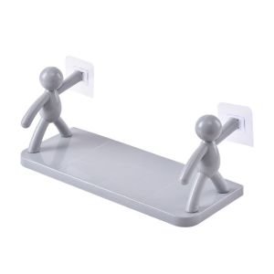 Household Simple Punch-free Wall Hanging Human-shaped Guardrail Hook Rack Bathroom Shelf With Hook Kitchen Storage Rack