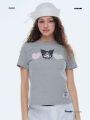 (จัดส่งภายใน35-60วัน) STYLIST | KUROMI Edition - Regular Tee Triple Heart Grey เสื้อยืดพอดีตัว คุโรมิ. 