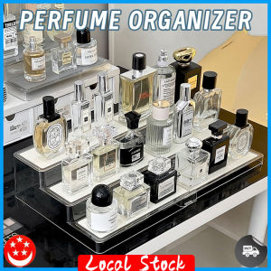 SG in Stock Scalable Perfume Organizer Transparent 3-layer Ladder Acrylic Perfume Display Rack Cosmetics Storage Rack
