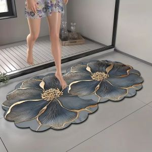 LUXEMO Chất thấm hút Thảm sàn bùn diatomite Chống trơn trượt Họa tiết hoa Thảm lót chân Nhanh khô Thảm