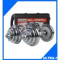 Dumbbell Set 20kg Plate Barbell Combo Convertible Adjustable Set Gym Chrome Plate Connector Strength Fitness Exercise Alat Angkat Berat Bina Otot Latih Kuat. 