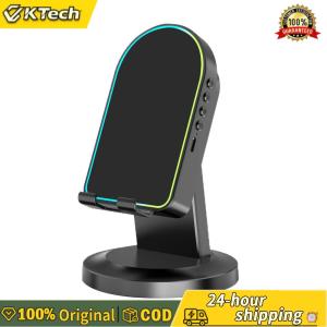 【Vktech】อุปกรณ์เสียงพกพาไร้สาย Bluetooth 2-in-1 พร้อมไฟ RGB และที่วางโทรศัพท์ สำหรับความบันเทิงในบ้าน