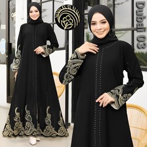 GAMIS ABAYA ARAB WANITA HITAM 03 MEWAH