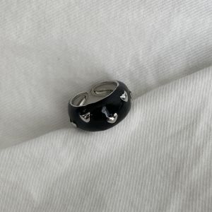 YVKEAY Personality Open Cuff Ring Drip Oil Design Vintage Enamel Rhinestone Ring Trendy Punk Style Heart Shaped Ring Valentines Day Gift
