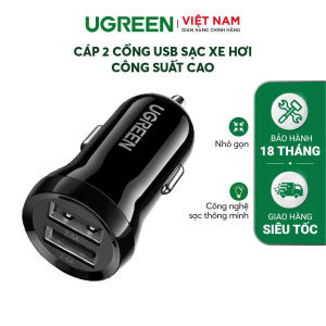 Tẩu sạc 2 cổng USB sạc xe hơi công suất cao UGREEN ED018 50875 – Hàng phân phối chính hãng - Bảo hành 18 tháng