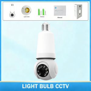 V380 Pro Light Bulb CCTV Camera WIFI connect cellphone Auto AI Tracking Two-Way Audio Full Color Night Vision IP66 Waterproof Outdoor Home Security camera With LED Light & Speaker