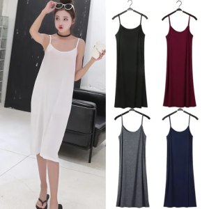 4PCS Mini Dress / Tank Top Wanita Panjang / Mini Dress Tanpa Lengan / Polos / BB 50-70