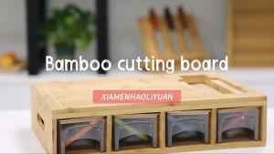 Multi‑Functional Bamboo Cutting Board with Drawer & Grater Kitchen Vegetable Chopping Board for Food Prep Slicing Shredding